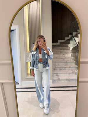Denim Parçalı Tasarım İkili Takım