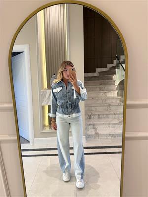 Denim Parçalı Tasarım İkili Takım