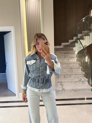 Denim Parçalı Tasarım İkili Takım