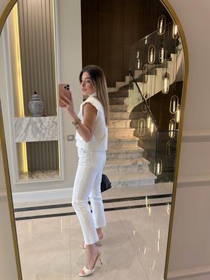 Ekru Dikiş Detaylı Yelek-29183