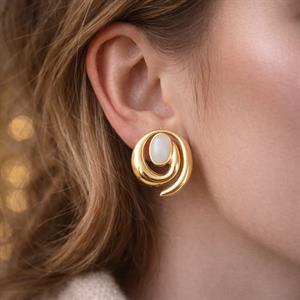 Ekru Fiona Gold Küpe