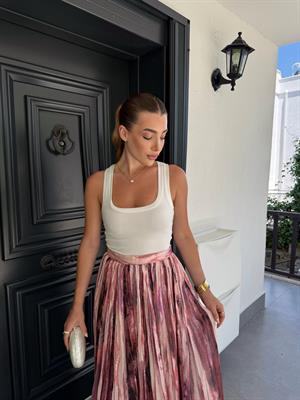 Ekru Havuz Yaka Krl Fitili Atlet 