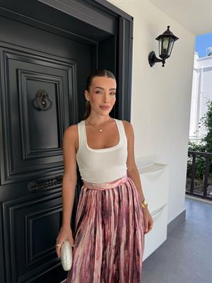 Ekru Havuz Yaka Krl Fitili Atlet 