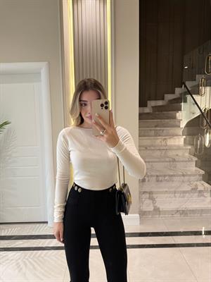 Ekru Kayık Yaka Kaşmirli Ultra Hafif Triko Kazak-10840