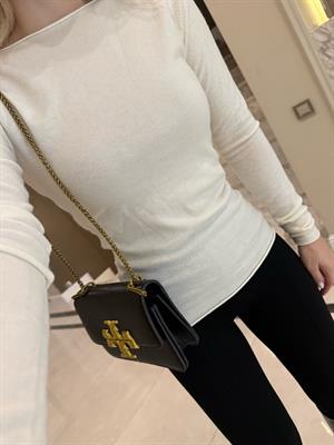 Ekru Kayık Yaka Kaşmirli Ultra Hafif Triko Kazak-10840