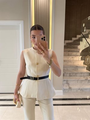 Ekru Kemerli Pensli İkili Takım -FW