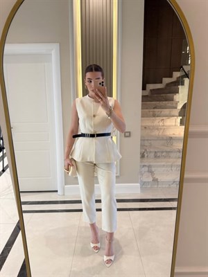 Ekru Kemerli Pensli İkili Takım -FW