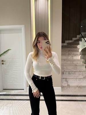 Ekru Kolu Çıtçıtlı Bluz-1075