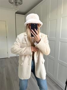 Ekru Kürk Dokulu Blazer Ceket