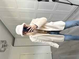 Ekru Kürk Dokulu Blazer Ceket