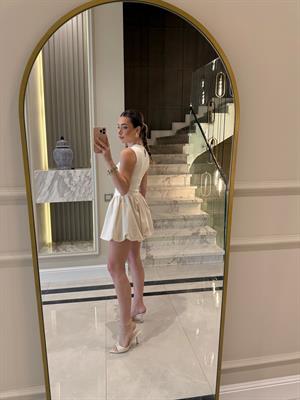 Ekru Mini Balloon Elbise 