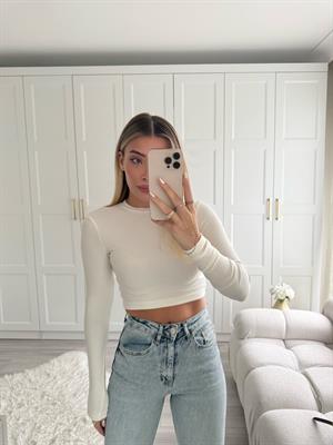 Ekru Modal Kumaş Massi Crop