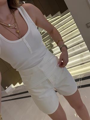 Ekru Önü Düğmeli Fitilli KRL Atlet-16427