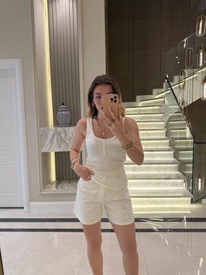 Ekru Önü Düğmeli Fitilli KRL Atlet-16427