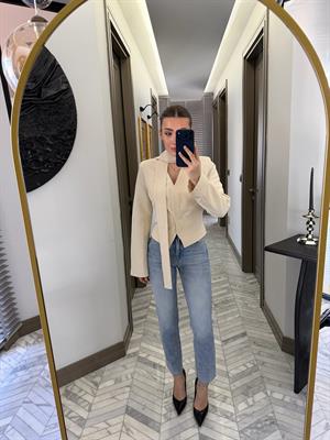 Ekru Oturtmalı Kısa Ceket-85175