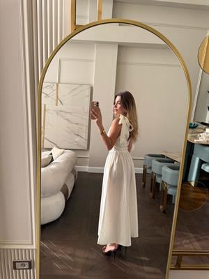 Ekru Özel Tasarım Balen Detaylı Elbise