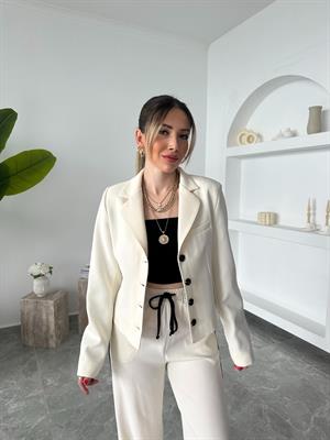 Ekru Premium Kalite Özel Seri Ceketli İkili Takım