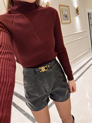 Fitilli Balıkçı Yaka Kazak-Bordo