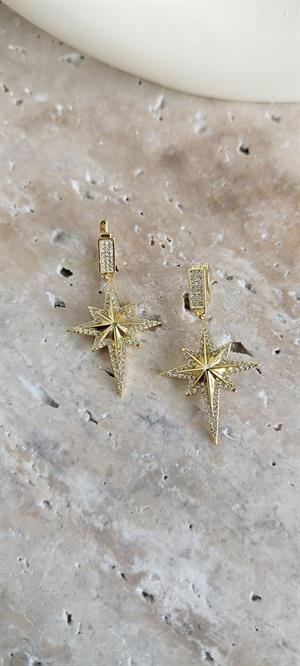 Ful Taş Detaylı Kuzey Yıldızı Küpe