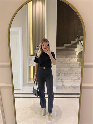 Füme Straight Leg Yüksek Bel Jean