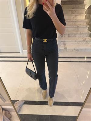 Füme Straight Leg Yüksek Bel Jean