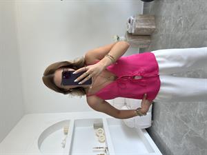 Fuşya Saten Marka Model Askılı Bluz