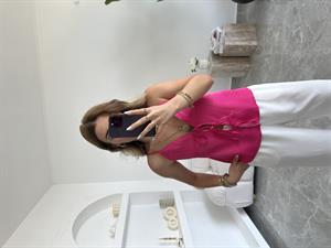 Fuşya Saten Marka Model Askılı Bluz