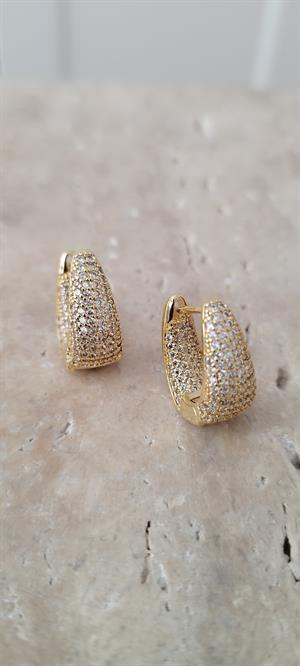 Gold Full Taşlı Vintage Küpe 
