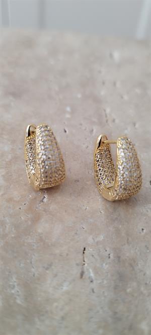 Gold Full Taşlı Vintage Küpe 