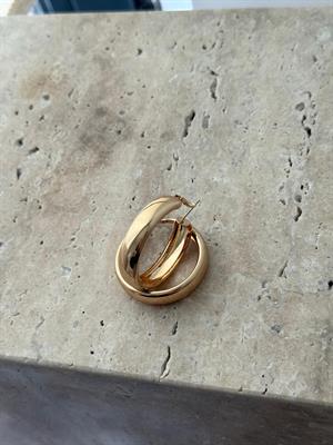 Gold Halka Bombeli Küpe