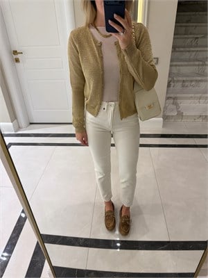 Gold Metalik İplik Basic Hırka 2844 