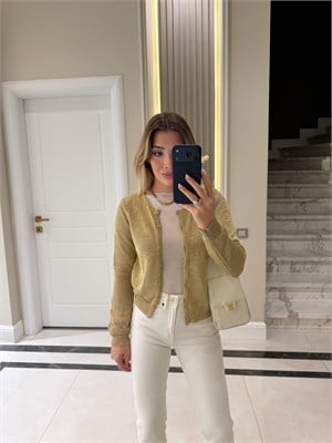Gold Metalik İplik Basic Hırka 2844 