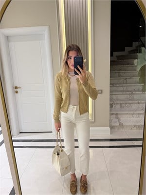 Gold Metalik İplik Basic Hırka 2844 