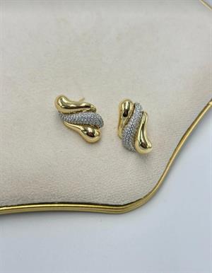 Gold Taşlı Marka Model Küpe