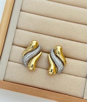 Gold Taşlı Marka Model Küpe