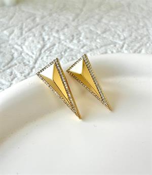 Gold Taşlı Prizma Küpe