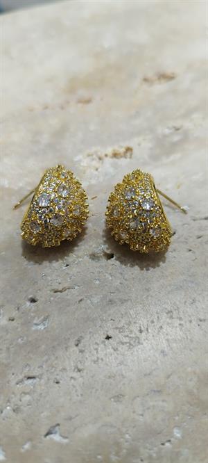 Gold Taşlı Topçik Küpe