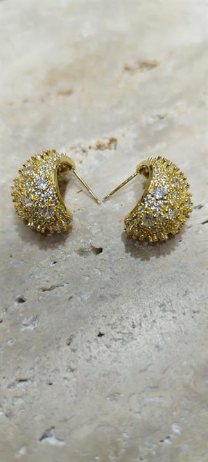 Gold Taşlı Topçik Küpe