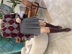 Gri Piliseli Şort Astarlı Etek