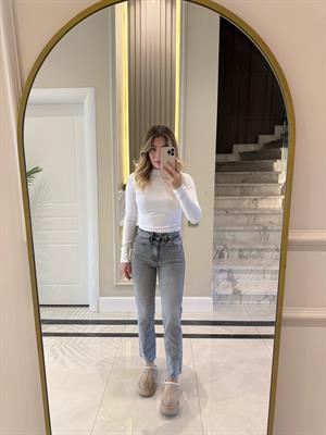 Gri Yıkamalı Kesik Paçalı Boy Fit Jean -2028