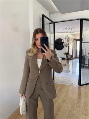 Haki Gold Düğmeli Takım -9031
