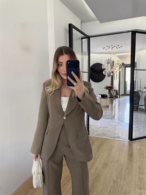 Haki Gold Düğmeli Takım -9031