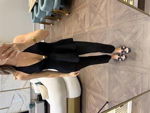 Halter Yaka Metal Detaylı Peplum Triko Bluz Siyah -10787