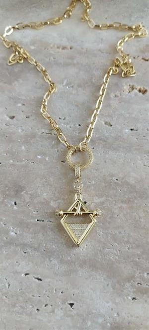 İltus Taşlı Gold  Kolye