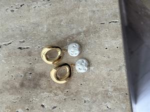 İnci Detaylı Gold Çelik Küpe