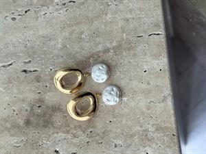 İnci Detaylı Gold Çelik Küpe