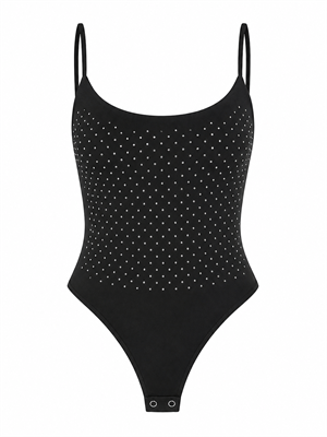 İp Askılı Black Shine Body Suit Bluz- 1498