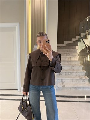 Kahve Bebe Yaka Düğmeli Trençkot - 7530
