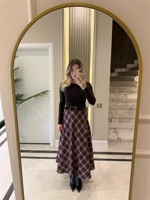 Kahve -Bej Ekose Etek -1120