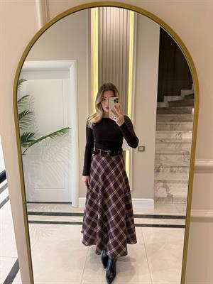 Kahve -Bej Ekose Etek -1120